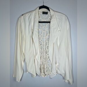 Vintage 90’s Wild Rose Cream Jacket with Lace Detail on the Back. Coquette.